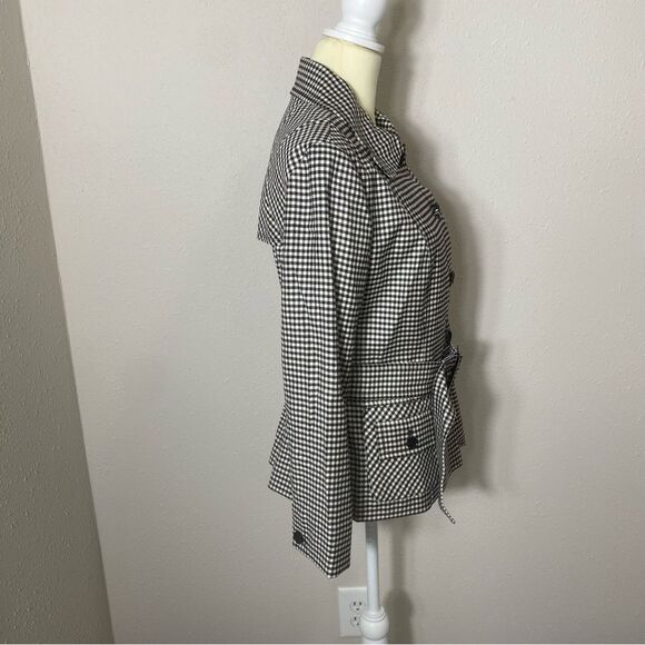 Carlisle Black & White Gingham Wool Blend Button Front Blazer/Coat Womens Size 8 - Picture 10 of 16